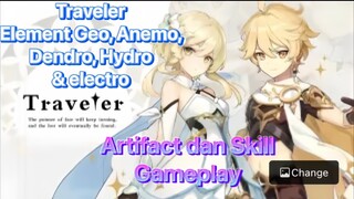 Genshin Impact Indonesia - Pembahasan Aether/Lumine mengenai Artifact dan Skill Element + Gameplay