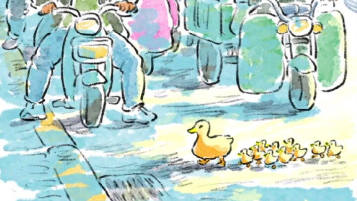 You’d never guess the traffic ahead is caused by a cute flock of ducklings～
