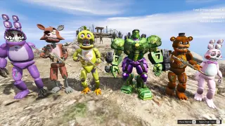GTA 5 Mod - Biệt Đội Fnaf Bonie Và Hulk Đi Đánh Cắp Bộ Đồ Hulk Máy Móc