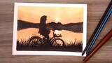 Watercolor painting || sunset with sania