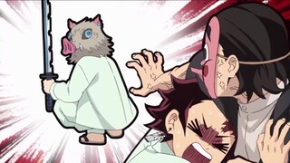 It turns out Inosuke wears down his swords even more than Tanjiro—so much so that he's chipped both 