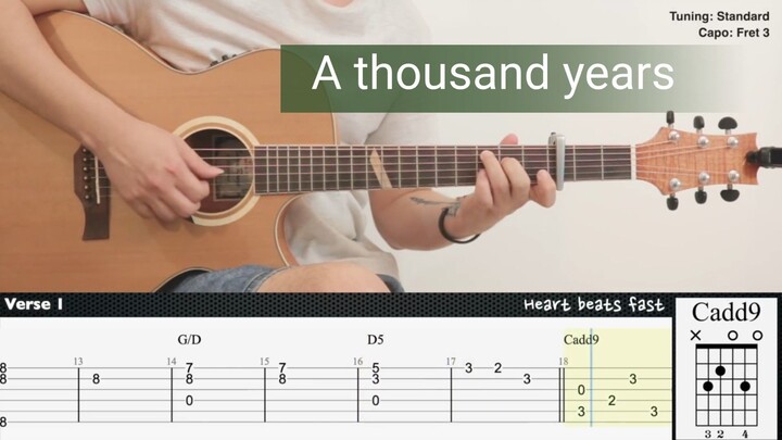 A thousand years (guitar)-(Tap) tutorial so ez