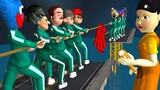 Scary Teacher 3D vs Squid Game Trying Tug Challenge Who Faster Hand Take Red Towel Win Dancing