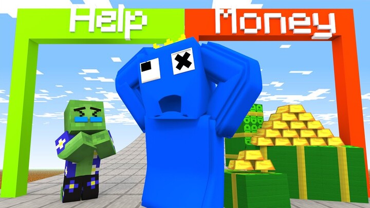 Monster School: Money run challenge - Blue became Rich | Rainbow Friends x Minecraft Animation