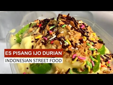 ASMR street food Indonesia | Ifrar Ramadhan special drink banana ice cream : Es Pisang Ijo Durian