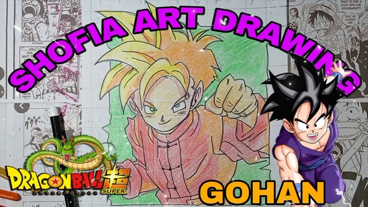 drawing gohan dari anime dragonball