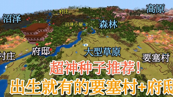 【Minecraft】神种推荐！出生点就有要塞村庄+林地府邸，林地府邸后面还藏着一个村庄！（mc基岩版种子推荐第3期）