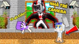 TÔ GÀ THỬ THÁCH 24H TRỐN THOÁT KHỎI NHÀ TRẺ CAMERA MAN ĐÁNG SỢ TRONG MINECRAFT*NHÀ TRẺ CAMERA MAN