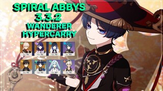 Genshin Impact Spiral Abbys 3.3.2 Wanderer Hypercarry..!!