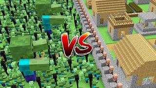 Castle Village vs Monsters Minecraft! ZOMBIE! CREEPER! ENDERMAN! GIANT! Minecraft Battle