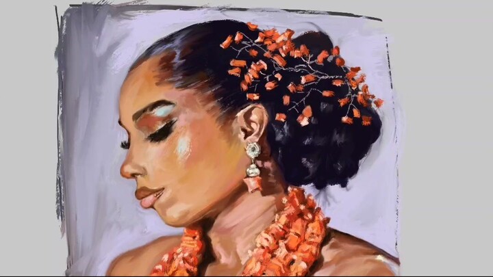 Digital painting timelapse. igbo princess