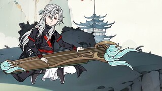 There was a scholar in blue, who carried a broken wooden sword on his back all day long. People only