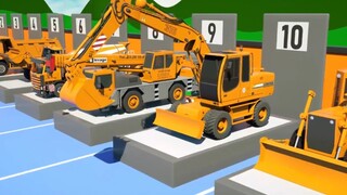 Puzzle animasi rekayasa kendaraan excavator mainan animasi forklift derek kartun