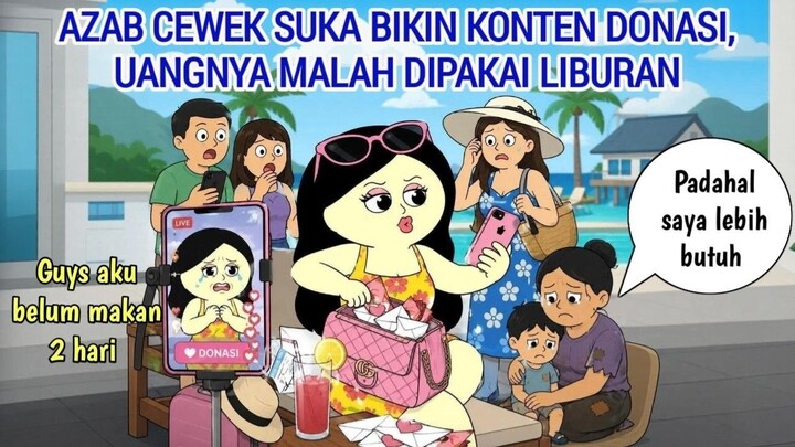 AZAB CEWEK SUKA BIKIN KONTEN DONASI, UANGNYA MALAH DIPAKAI LIBURAN   ANIMASI AZA