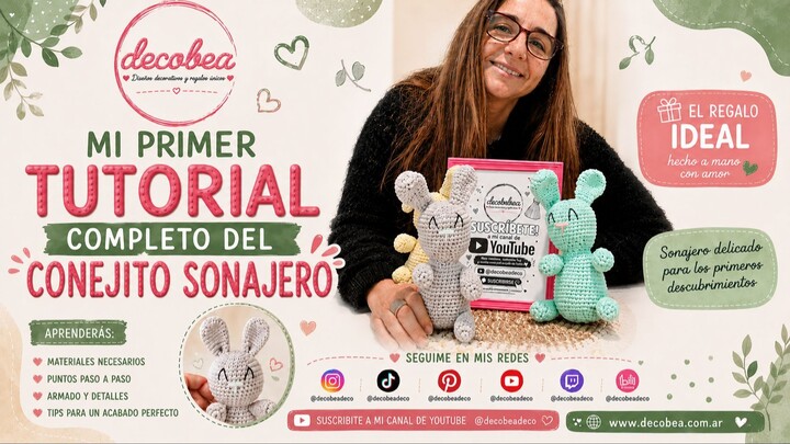 🐰 MI PRIMER TUTORIAL CONEJITO SONAJERO 🧶 | Aprende Amigurumi Paso a Paso | Decobea