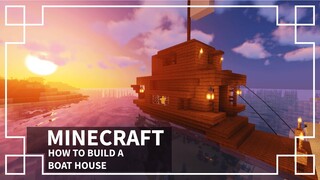 ⚒️[Minecraft Tutorial] : How to make a House Boat in Minecraft | Simple House Boat Build Tutorial