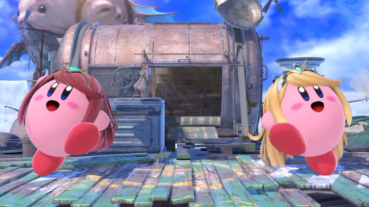NS Super Smash Bros. Kirby yang super imut selesai makan demonstrasi bentuk cahaya/api
