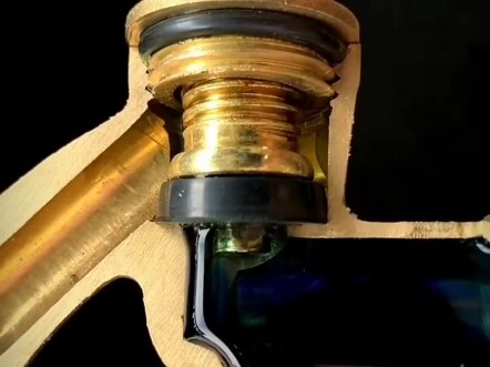 The internal structure of an old-fashioned faucet.