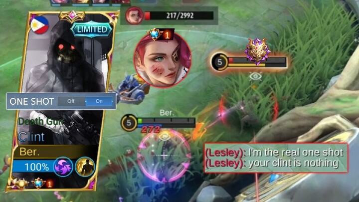 WHEN GLOBAL CLINT EZ BEAT MYTHICAL GLORY LESLEY IN GOLD LANE! ( ONE SHOT ONE KILL🔥) | MLBB