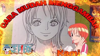 cara mudah menggambar anime one piece, nami