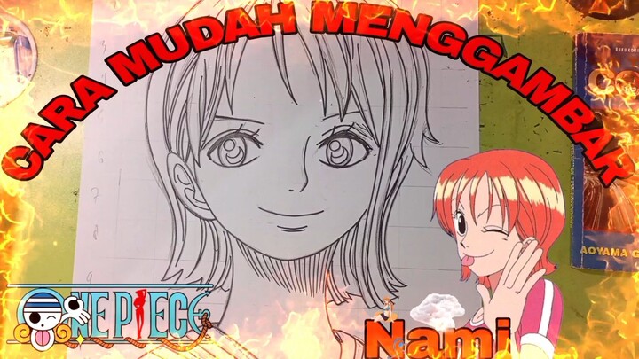 cara mudah menggambar anime one piece, nami
