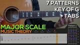 Music Theory - Major Scale Guitar Tutorial [7 Patterns, Key of G + TABS]