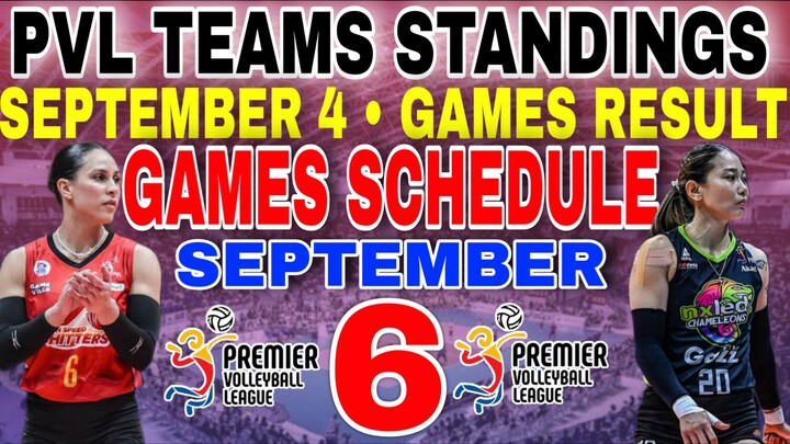 Pvl standings today as of September 4, 2026 |games result | games schedule September 6, 2026