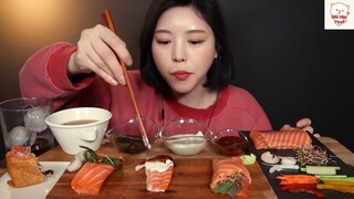 Thưởng thức Sashimi cá hồi béo ngon 5 #MiuMiuFood