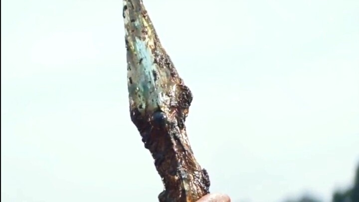 Mata pisau yang aneh dengan permata biru  diujungnya jadi rebutan