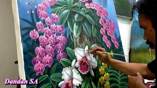 BEAUTIFUL ORCHID FLOWER PAINTING By DANDAN SA / MELUKIS - LUKISAN BUNGA ANGGREK YANG INDAH