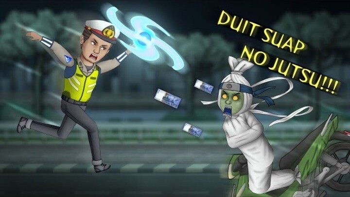 Ketika POLISI Tik Tok bertemu  POCONG Wibu #HORORKOMEDI Kartun Lucu, Kartun Hant