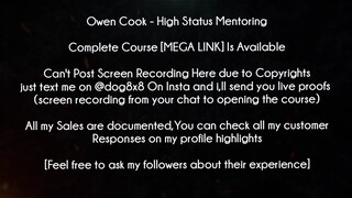 Owen Cook Course High Status Mentoring download