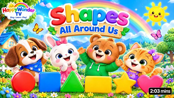 Shapes All Around Us 🔵🔺⭐ | Learn Shapes for Kids | HappyWonder TV
