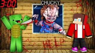 JJ and Mikey HIDE From Scary CHUCKY.EXE At Night in Minecraft Challenge Maizen