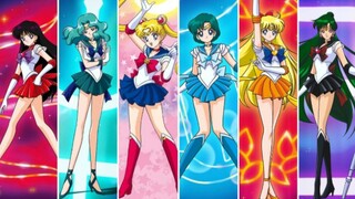 Perhatikan Sailor Moon versi lama dan semua transformasinya