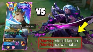 GLOBAL KARINA VS TRASHTALKER MARTIS!! - Mobile Legends