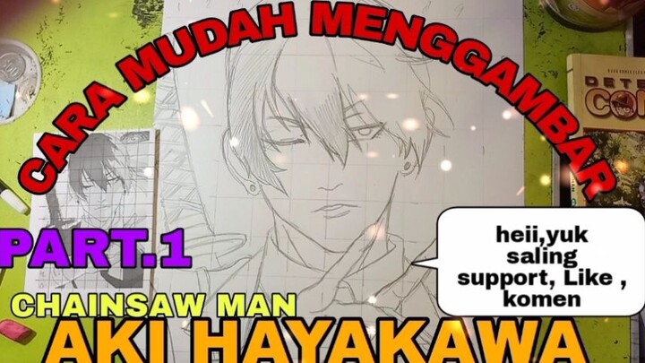 CARA YG PALING MUDAH MENGGAMBAR ANIME CHAINSAW MAN AKI HAYAKAWA PART.1sketsa