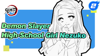 High-School Girl Nezuko Drawing | Fanfiction | Tablet Drawing | Demon Slayer_2