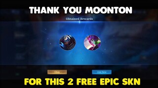 I GOT 2 FREE EPIC SKIN FROM THIS EVENT || THANK YOU MOONTON || MOBILE LEGENDS