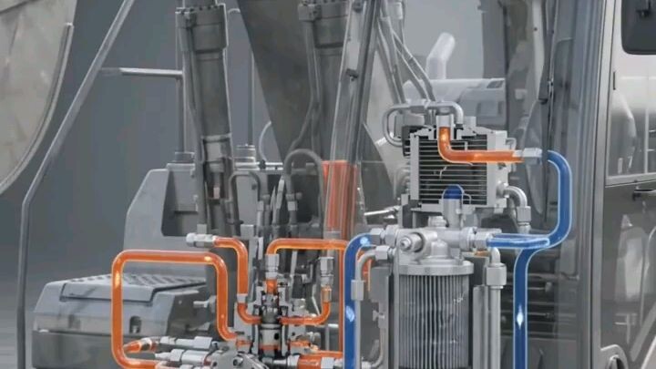Inside an Excavator: How the Hydraulic System Works | 3D Mechanical Animation