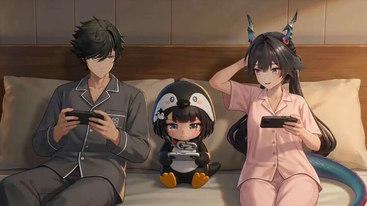 Little Penguin: “Didn’t you two agree to treat me to a delicious meal…?”