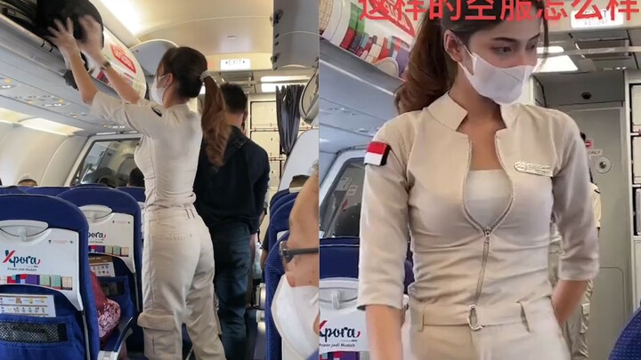 男子乘国外航班被空姐惊艳，短袖加长裤平底鞋一身飒气：气质拉满