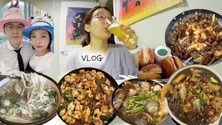 [껍데기편] 갱일파티의 한주..🎂먹방브이로그(곱창,돼지껍데기,갱일파티 라방,냉면,냉짬뽕,봉추찜닭) KOREAN FOOD MUKBANG VLOG