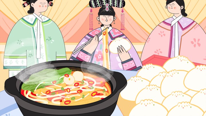 -Mukbang hoạt hình Truyền thuyết về Zhen Huân｜Mì gạo và bánh bao lớn của An Lingrong~