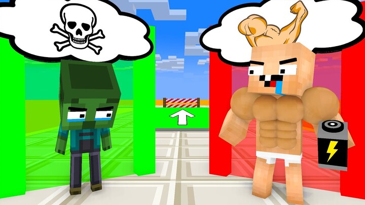 Monster School : MUSCLE RUSH RUN FUNNY CHALLENGE - #minecraft Animation