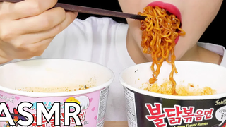 ASMR SPICY FIRE CUP NOODLES Cup Buldak บะหมี่ผัดเสียงจริง Mukbang Eating Sounds