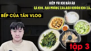 Bếp của Tân Vlog - NIỀM  VUI KHI NẤU ĂN - GÀ KHO , RAU MUỐNG XÀO,ĐẬU KHUÔN KHO tập 3