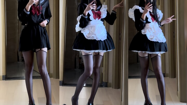 Straight guy’s back at home rocking the JK uniform again (long, straight black hair)!