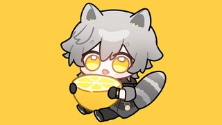Little raccoon Qiongbao eats lemon 🍋