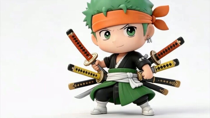 Draw Roronoa zorro chibi character  and make it into 3d